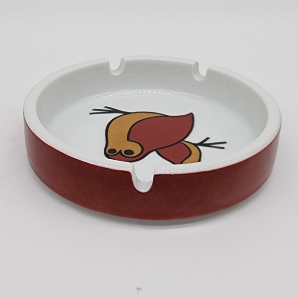 Ceramic Ashtray Round Birds White and Brown MCM VTG 4.5" - Picture 5 of 6